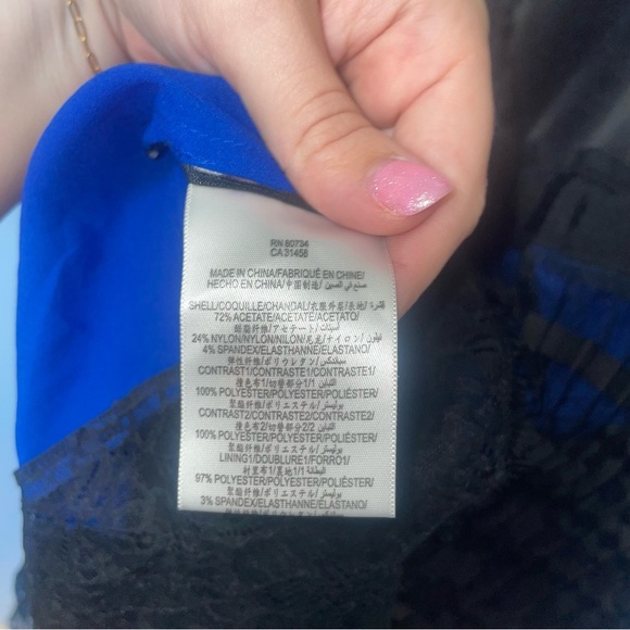 BCBG MaxAzria Neena Black and Blue Pleated Strapless Cocktail Dress Size 8 - Picture 8 of 9